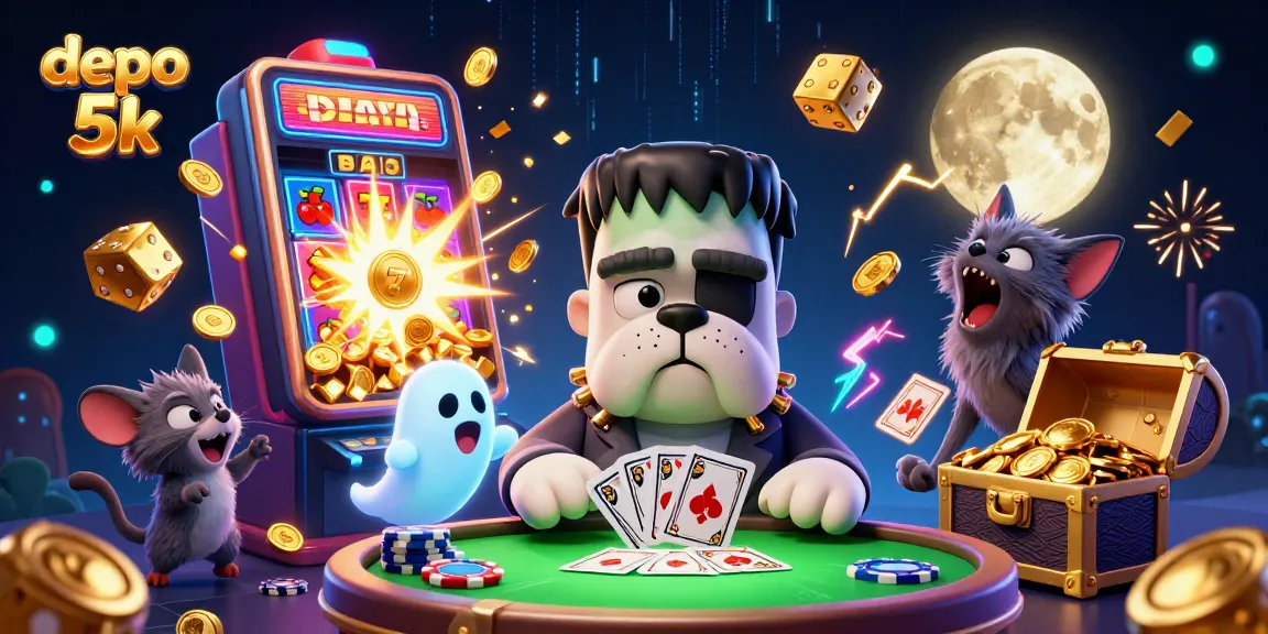 Engaging scene of depo 5k with unique characters and exciting gaming elements, illustrating captivating casino action.