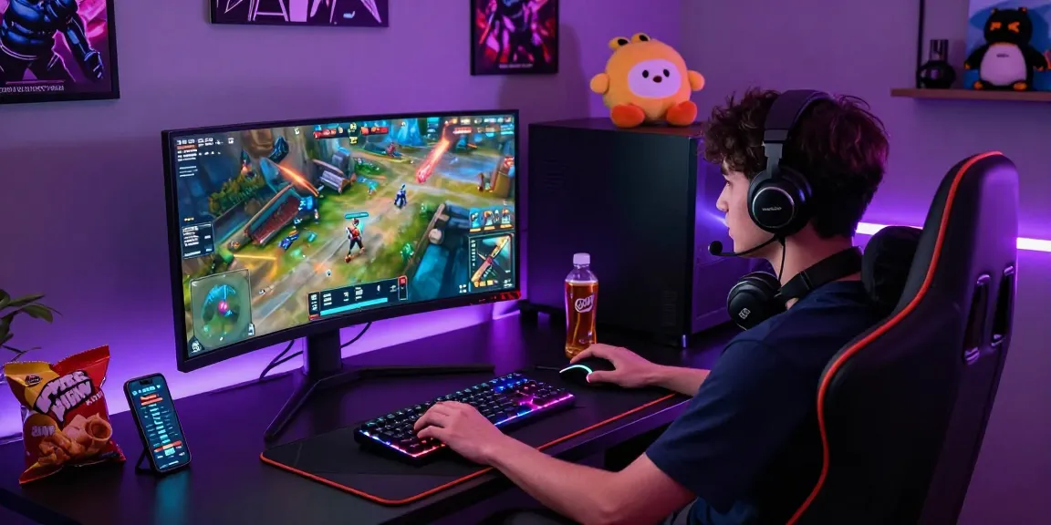 Engaging gamer experience on pakde4d with vibrant graphics and sleek setup.